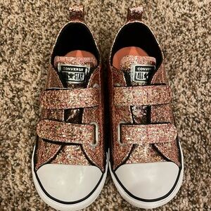 Girls Converse Pink/Gold Glitter Size 10C